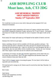 Ash Memorial Trophy - 14th September 2025